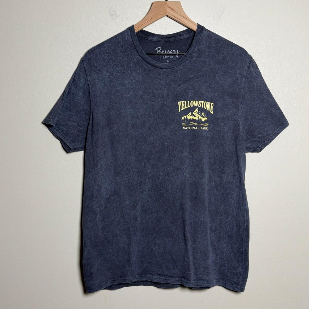 Bowery Supply Co. Cotton Yellowstone National Park Tee L Charcoal Wash Outdoorsy